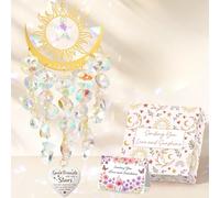 Joybble Friend Gifts, Gifts for Women - Butterfly Crystal Suncatcher, Sun Catchers for Windows, Gold Moon Rainbow Crystal Suncatchers, Ideal Friendship Gifts on Her Birthday, with Greeting Card