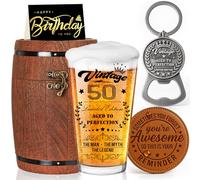 Joybble Gifts for Men, 50th Birthday Gifts for Men with Birthday Cards, 1975 Beer Glass in Vintage Box, Christmas Personalised Presents Beer Glasses Ideas, Presents for 50 Years Old Dad