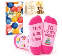 Joybble Girls Birthday Presents, Gifts for 10 Year Olds Birthday Girl, Calf Socks Cool Present, Happy 10th Girl Decorations, Ideas Presents for Kids Granddaughter Stocking Fillers, with Greeting Card