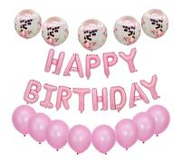 Joybble Happy Birthday Balloons Set 33pcs, Pink Foil Letters Balloon for Women Men Kids, 12 inches Latex Pink Balloons with Colorful Confetti Balloon, Birthday Party Decoration Supplies