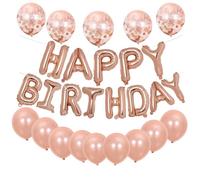Joybble Happy Birthday Balloons Set 33pcs, Rose Gold Foil Letters Balloon for Women Men Kids, 12 inches Latex Rose Gold Balloons with Colorful Confetti Balloon, Birthday Party Decoration Supplies