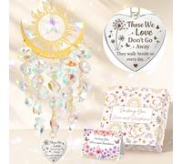 Joybble Sympathy Gift Memorial Gift, Remembrance Gifts Gold Moon Rainbow Crystal Suncatchers, Heart Hanging Remembrance Gifts Condolence Bereavement Keepsake to Honor Loved Ones, With Greeting Card