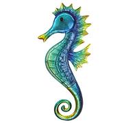 JOYBee 18inch Metal Large Seahorse Wall Art Decor,Christmas Decorations,Bathroom Ocean Glass Art Outdoor Hanging Beach Theme Decorations for Outdoor Indoor Kitchen Garden Patio,Porch or Fence