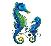JOYBee Metal Seahorse Family Wall Art Decor-Outdoor Indoor Coastal Hanging Art-Beach Ocean Theme Garden Wall Art Decor for Patio Backyard Yard Fence Pool Bathroom Living Room Wall Decorations