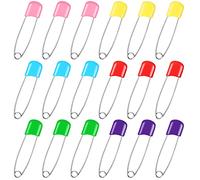 Joyberg 100 Pcs Diaper Pins, 2.1in, Stainless Steel & Plastic, Vibrant Silver, Cloth Diaper Pin