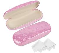 Joyberg 2 Pack Hard Shell Eyeglass Case, Love Pink, Fits Most Glasses, Includes 2 Cleaning Cloths