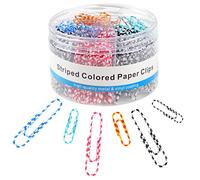 400 PCS Paper Clips, Metal Coated Paper Clips Assorted Sizes Medium & Large, Striped Colored Paper Clips, Vinyl Coated Paperclips for Home, School and Office Document Organizing (1.1" & 2")