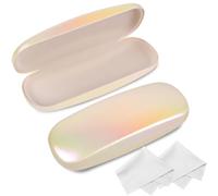 Joyberg Glasses Case, 2 Pack Eyeglass Case with Cleaning Cloth, Sparkling Shiny Glasses Case Hard Shell Fits Most Glasses (Yellow), Yellow, 2 PCS