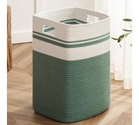 joybest Cotton Laundry Hamper, Large Woven Rope Basket with Handles for Living Room and Bedroom, Stylish Storage Basket for Clothes, Toys, and Blankets - 22x16x13 Inches Green