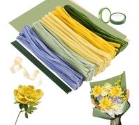 Joyblossom 300pcs Pipe Cleaners for Craft, Pipe Cleaners Set with Florist Wire, Florist Tape, Ribbon,Tutorial, for DIY Craft Projects and Craft Decorations, Sunflower