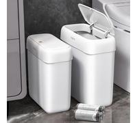 JOYBOS 2 Pack Bathroom Trash Can with Lid, 3 Gal/12 L & 2.7 Gal/10L Garbage Can with Pop-Up Lid,