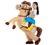 JOYBRO Inflatable Horse Costume for Kids, Funny Cowboy Ride on Horse Suit, Blow up Animal Costumes for Boys and Girls, Perfect for Halloween, Carnivals, Theme Parties, Birthdays, One Size 120-150 cm