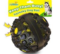 JoyBruko Dog Ball for Aggressive Chewers - Interactive Dog Toy Balls Fun Squeaky Sound to Keep Them Busy, Durable for Small Medium Large Breeds, Rubber Pet Chew Toys, As Seen on TV, Black & Yellow