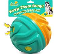 JoyBruko Dog Ball for Aggressive Chewers - Interactive Dog Toy Balls Fun Squeaky Sound to Keep Them Busy, Durable for Small Medium Large Breeds, Rubber Pet Chew Toys, As Seen on TV, Orange & Blue