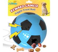 JoyBruko Interactive Dog Toys Treat Dispensers - Giggle Squeaky Dog Soccer Ball Rewards Puzzle to Keep Them Busy, Mental Stimulation Enrichment Food Dispensing for Small Medium Large Breeds, Blue