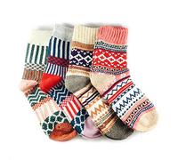 JOYCA & Co. 3-5 Pairs Womens Multicolor Fashion Warm Wool Cotton Thick Winter Crew Socks - - One Size