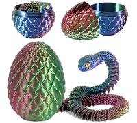 Joycabin 3D Printed Animals, 3D Printed Snake Fidget Toy, Easter 3D Printed Dragon Egg Snake Eggs, Fidget Mini Animals Toy Articular Mobility Toys for Adults and Kids Autism/ADHD (Red Green Blue)