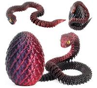 Joycabin 3D Printed Animals, 3D Printed Snake Fidget Toy, Easter 3D Printed Dragon Egg Snake Eggs, Fidget Mini Animals Toy Articular Mobility Toys for Adults and Kids Autism/ADHD (Black Red)