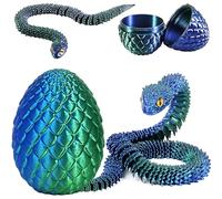 Joycabin 3D Printed Animals, 3D Printed Snake Fidget Toy, Easter 3D Printed Dragon Egg Snake Eggs, Fidget Mini Animals Toy Articular Mobility Toys for Adults and Kids Autism/ADHD (Blue Green)