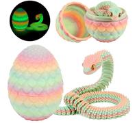 Joycabin 3D Printed Animals, 3D Printed Snake Fidget Toy, Easter 3D Printed Dragon Egg Snake Eggs, Fidget Mini Animals Toy Articular Mobility Toys for Adults and Kids Autism/ADHD (Bunt)