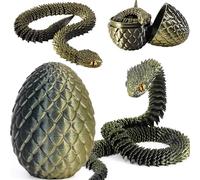 Joycabin 3D Printed Animals, 3D Printed Snake Fidget Toy, Easter 3D Printed Dragon Egg Snake Eggs, Fidget Mini Animals Toy Articular Mobility Toys for Adults and Kids Autism/ADHD (Black Copper)