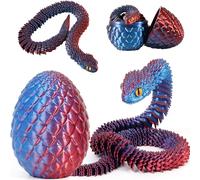 Joycabin 3D Printed Animals, 3D Printed Snake Fidget Toy, Easter 3D Printed Dragon Egg Snake Eggs, Fidget Mini Animals Toy Articular Mobility Toys for Adults and Kids Autism/ADHD (Blue Red)