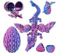 Joycabin 3D Printed Dragon Egg with Dragon, 3D Printed Articulated Crystal Animals Fidget Toy and Decor for Kids Friends Colleagues - Christmas Birthday Halloween Easter Decoration Gift (Blue-Purple)