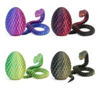 Joycabin 4 Pcs 3D Printed Animals, 3D Printed Snake Fidget Toy, Easter 3D Printed Dragon Egg Snake Eggs, Fidget Mini Animals Toy Articular Mobility Toys for Adults and Kids Autism/ADHD Decoration