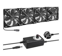 Joycabin 4 x 120mm Computer Fan, Computer Cooling Fan with AC Plug 220V PC Fan DC 4V 5V 12V Adjustable Speed Brushless Cooling Fans for PC, Computer, Server Cabinet, TV Box, AV Cabinet, Router