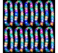 Joycabin Pack of 10 LED Hawaii Chains Flowers, Luminous Hawaiian Flower Chains, Hawaiian Decorative Garlands, Colourful Flower Chains Hawaii for Children Adults Tropical Birthday Party Beach Holidays