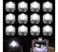 Joycabin Pack of 12 Submersible LED Tea Lights, Mini Underwater Lights, Cool White