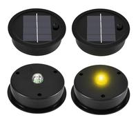 Joycabin Pack of 4 Solar Lamps Replacement Top 8 cm with LED Warm White Light Solar Battery Box Lid IP65 Waterproof Panel