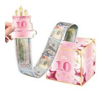 Joycard 10th Birthday Money Box for Girl or Daughter, 10 Years Old Birthday Decorations, Fun Pull-Out Cash Gift Box for Parties, Ideal for 10th Birthday Surprises (with 35PCS Bags)