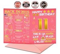 Joycard 11th Birthday Card with Envelope, 11th Birthday Decorations for Girls, 11th Birthday Gifts for Daughter, Happy Birthday Cards for 11 Year Old Granddaughter, Back in 2015