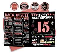 Joycard 15th Anniversary Card for Women, Crystal Wedding Card for Wife, Sweet Marriage Decorations Gifts for Couple, Perfect for Her on Anniversary Day, Back in 2011