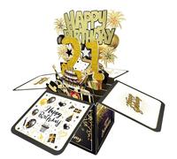 Joycard 21st Birthday Card, 21st Birthday Decorations for Her Him, Happy Birthday 3D Cards for 21 Year Old Daughter Son, Birthday Gift Box for Grandson Granddaughter