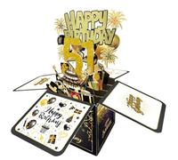 Joycard 51st Birthday Card, 51st Birthday Decorations for Women Men, Happy Birthday 3D Cards for 51 Year Old Mother Dad, Birthday Gift Box for Wife Husband