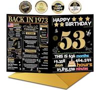 Joycard 53rd Birthday Card with Envelope, 53rd Birthday Decorations for Women Men, Birthday Gifts for Mother Dad, Happy Birthday Cards for 53 Year Old Wife Husband, Back in 1973