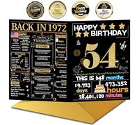 Joycard 54th Birthday Card with Envelope, 54th Birthday Decorations for Women Men, 54th Birthday Gifts for Mother Dad, Happy Birthday Cards for 54 Year Old Wife Husband, Back in 1972