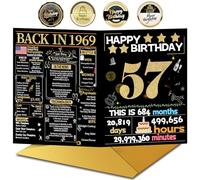 Joycard 57th Birthday Card with Envelope, 57th Birthday Decorations for Women Men, 57th Birthday Gifts for Mother Dad, Happy Birthday Cards for 57 Year Old Wife Husband, Back in 1969