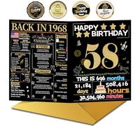 Joycard 58th Birthday Card with Envelope, 58th Birthday Decorations for Women Men, 58th Birthday Gifts for Mother Dad, Happy Birthday Cards for 58 Year Old Wife Husband, Back in 1968