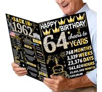 Joycard 64th Birthday Card with Envelope, 64th Birthday Decorations for Women, 64 Year Old Birthday Gifts for Mother, Happy Birthday Cards for 64 Year Old Wife, Back in 1961