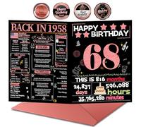 Joycard 68th Birthday Card with Envelope, 68th Birthday Decorations for Women, 68th Birthday Gifts for Mother, Happy Birthday Cards for 68 Year Old Wife, Back in 1958
