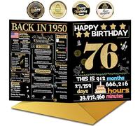 Joycard 76th Birthday Card with Envelope, 76th Birthday Decorations for Women Men, 76th Birthday Gifts for Grandpa Grandma, Happy Birthday Cards for 76 Year Old Mother Dad, Back in 1950