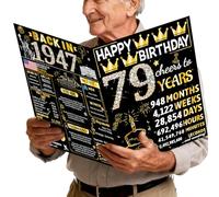 Joycard 79th Birthday Card with Envelope, 79th Birthday Decorations for Women, 79 Year Old Birthday Gifts for Grandma, Happy Birthday Cards for 79 Year Old Mother, Back in 1946