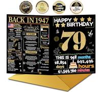 Joycard 79th Birthday Card with Envelope, 79th Birthday Decorations for Women Men, 79th Birthday Gifts for Grandpa Grandma, Happy Birthday Cards for 79 Year Old Mother Dad, Back in 1947