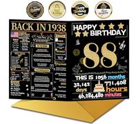 Joycard 88th Birthday Card with Envelope, 88th Birthday Decorations for Women Men, 88th Birthday Gifts for Grandpa Grandma, Happy Birthday Cards for 88 Year Old Mother Dad, Back in 1938