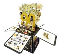 Joycard 90th Birthday Card, 90th Birthday Decorations for Women Men, Happy Birthday 3D Cards for 90 Year Old Grandpa Grandma, Birthday Gift Box for Mother Dad