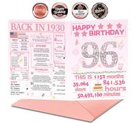 Joycard 96th Birthday Card with Envelope, 96th Birthday Decorations for Women, 96th Birthday Gifts for Grandma, Happy Birthday Cards for 96 Year Old Mother, Back in 1930