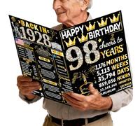 Joycard 98th Birthday Card with Envelope, 98th Birthday Decorations for Women, 98 Year Old Birthday Gifts for Grandma, Happy Birthday Cards for 98 Year Old Mother, Back in 1927